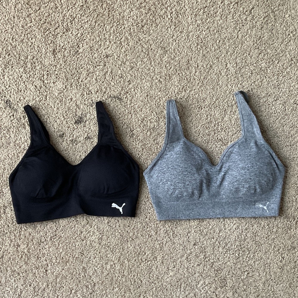 Puma Women's Dual Pack Black and Gray Sports Bras